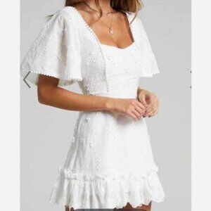 White Showpo Floral Spritz Square Neck Mini Dress